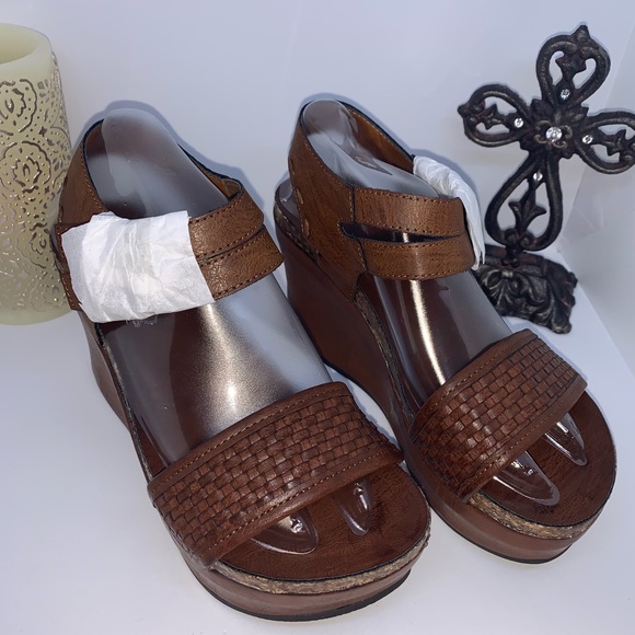 WHISKEY brown basket weave platform wedges New in box NIB 6.5 7.5 8 8.5 9 - Picture 8 of 8